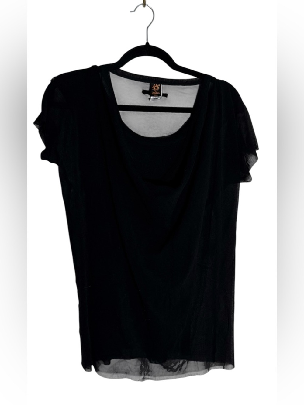 Jean Paul Gaultier Mesh Black Short Sleeve Insert Top Size medium